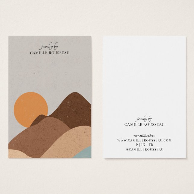 Boho Terracotta Sand Abstrakt Earring Display Card (Vorne & Hinten)