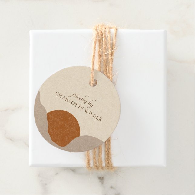 Boho Terracotta Sand Abstrakter Produktpreis Geschenkanhänger (Beispiel)