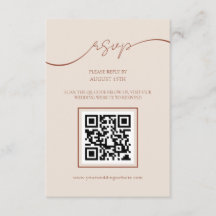 Boho Terracotta Script QR Code Mariage Carte RSVP