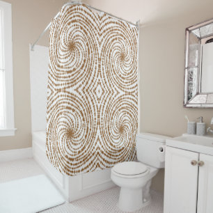 Boho Terracotta Spiral Pattern Duschvorhang