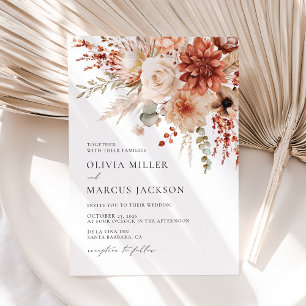 Boho Terracotta Taupe Elegante Hochzeit Einladung