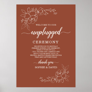 Boho Terracotta Unplugged Wedding Ceremony Sign Poster