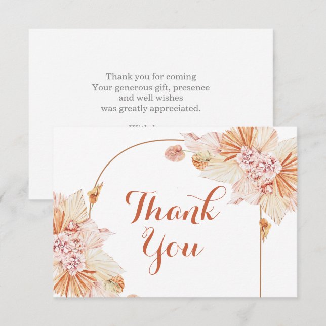 Boho Terracotta vielen Dank Note Cards Mitteilungskarte (Vorne/Hinten)