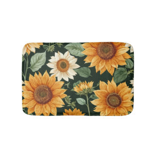 Boho Terracotta Vintag Sonnenblumenmuster Badematte