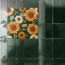Boho Terracotta Vintag Sonnenblumenmuster