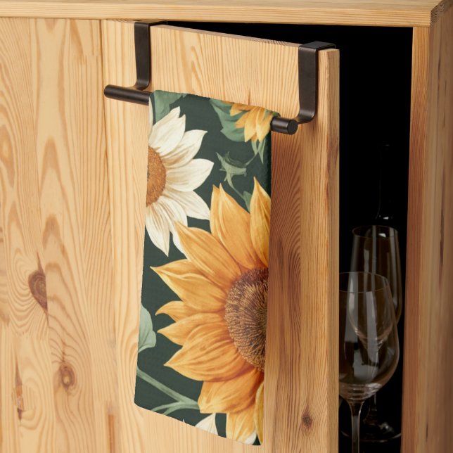 Boho Terracotta Vintag Sonnenblumenmuster Geschirrtuch (Drittel gefaltet)