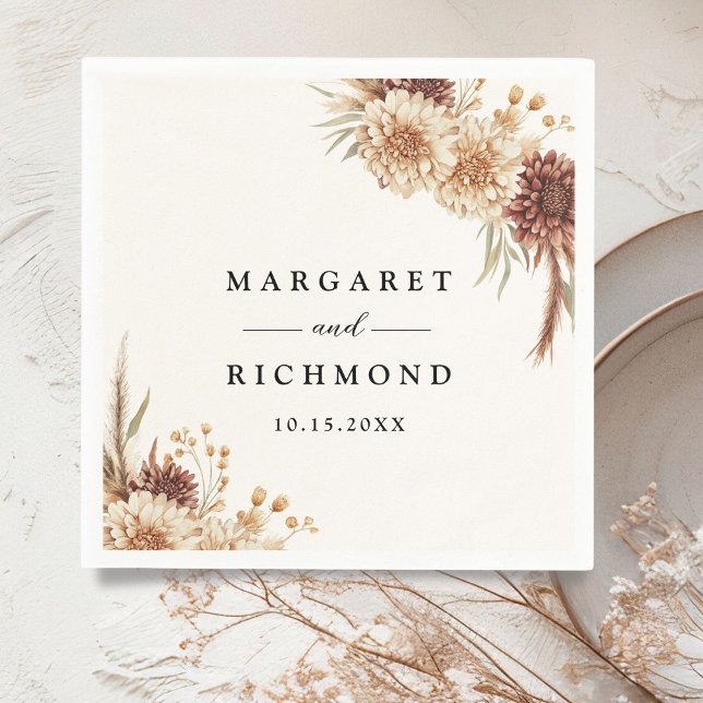 Boho Terracotta Vintage Blumenhochzeit Serviette (Von Creator hochgeladen)