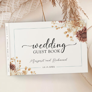 Boho Terracotta Vintage Floral Mariage Livre d'or