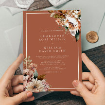 Boho Terracotta Wasserfarben Blume Herbsthochzeit