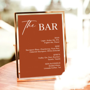 Boho Terracotta Wedding Bar Sign Poster