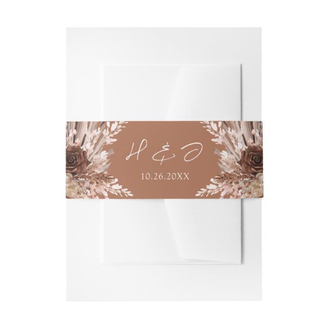 Boho Terracotta Wedding Einladungsbanderole (Vorderseite Beispiel)