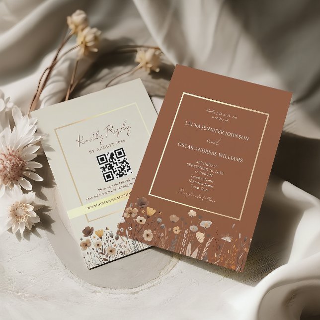 Boho Terracotta Wedding QR Code Einladung (Von Creator hochgeladen)