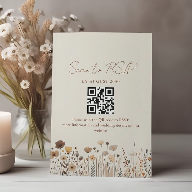 Boho Terracotta Wedding QR Code RSVP Karte (Von Creator hochgeladen)