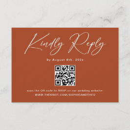 Boho Terracotta Wedding RSVP QR Code Begleitkarte