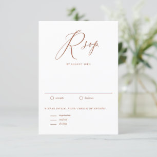 Boho Terracotta Whimsical Calligraphy Wedding RSVP Karte