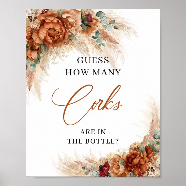 Boho terracotta Wie viele Korken in der Flasche Poster (Vorne)
