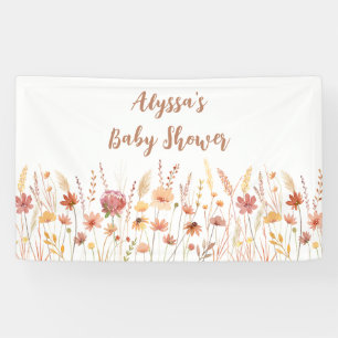 Boho Terracotta Wildblume Babydusche Banner