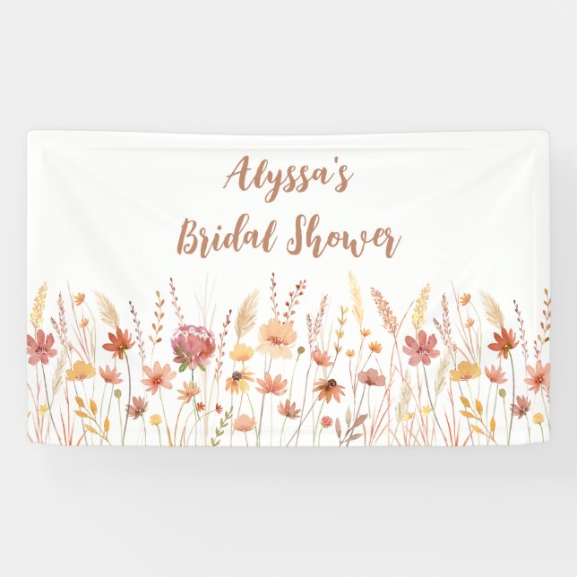 Boho Terracotta Wildblume Brautparty Banner (Horizontal)