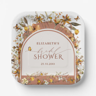 Boho Terracotta Wildblumen Arch Brautparty Pappteller