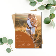 Boho Terracotta Zwei Fotos Hochzeit retten das Dat