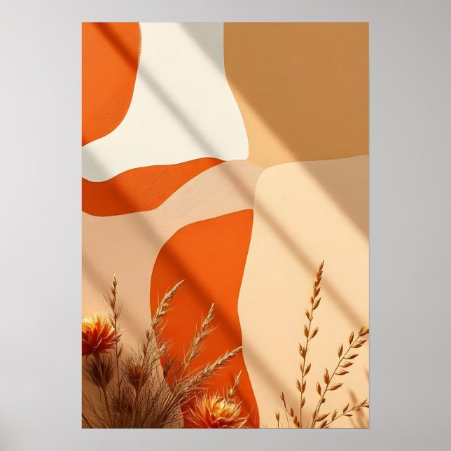 Boho-Terrakotta-Abstract-Shapes-Botanikposter Poster (Vorne)