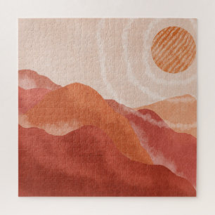 Boho-Terrakotta-Berge, abstraktes Poster.