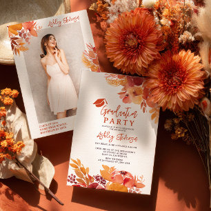 Boho Terrakotta Blumen Abschluss Schrift Foto Einladung