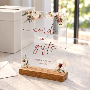 Boho-Terrakotta-Blumen-Hochzeitskarten und Geschen Acrylschild