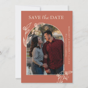 Boho-Terrakotta-Bogen Foto Floral Save The Date
