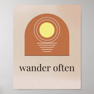 Boho-Terrakotta-Bogen-Sonne-Wandere-oft-Wandkunst Poster