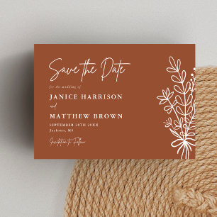 Boho Terrakotta Braunorange Rustikale Hochzeit Save The Date