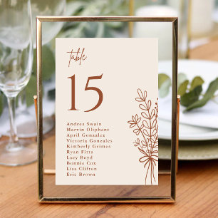 Boho Terrakotta Braunorange Rustikale Hochzeit Tischnummer