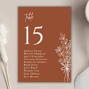 Boho Terrakotta Braunorange Rustikale Hochzeit Tischnummer
