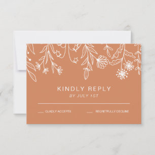 Boho-Terrakotta-einfache Wildflower-Hochzeit RSVP Karte