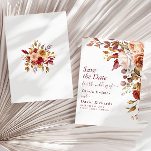 Boho Terrakotta Gebranntes Orange Blumiges Hochzei Save The Date