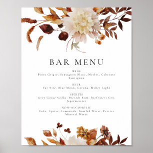Boho-Terrakotta-Herbst-Blumen-Bar-Speisekartenschi Poster