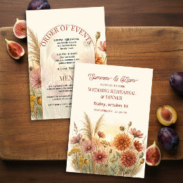 Boho-Terrakotta-Herbst-Wildblumen-Probedinner Einladung