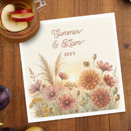 Boho-Terrakotta-Herbst-Wildblumen-Probedinner Serviette