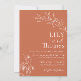 Boho Terrakotta Hochzeit Klassiker Einladung