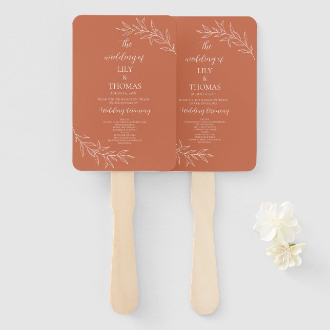 Boho Terrakotta Hochzeit Klassiker Fächer (Vorne und Hinten)