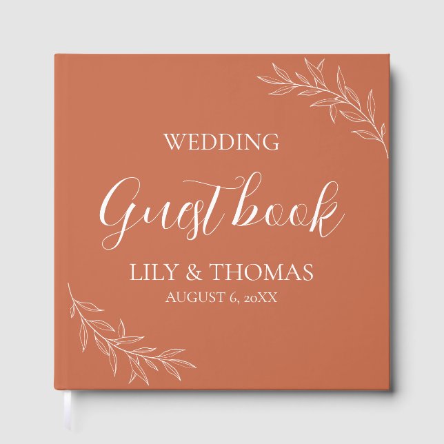 Boho Terrakotta Hochzeit Klassiker Gästebuch (Vorderseite)
