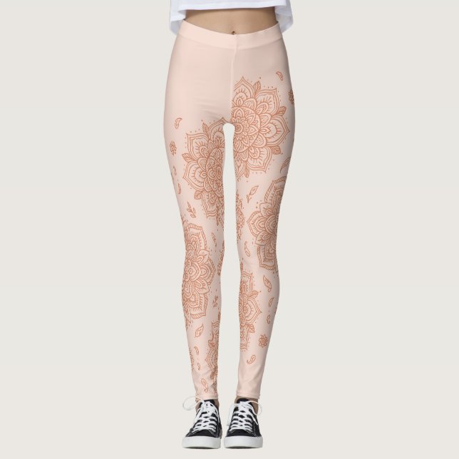 Boho-Terrakotta-Mandala Leggings (Vorderseite)