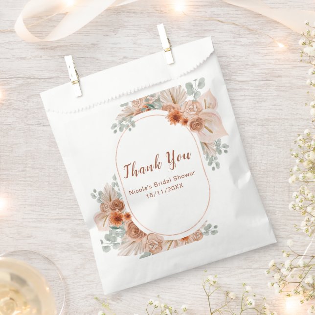 Boho Terrakotta Pampasgras Brautparty Geschenktütchen (Ausgeschnitten)