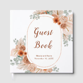 Boho Terrakotta Pampasgras-Gästebuch Gästebuch