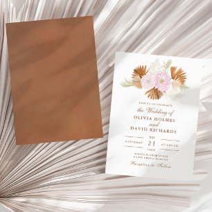 Boho Terrakotta Pampasgras Orchideen Hochzeit Einladung
