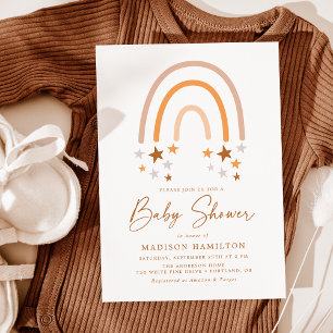 Boho-Terrakotta-Regenbogen-und-Sterne-Baby-Party Einladung