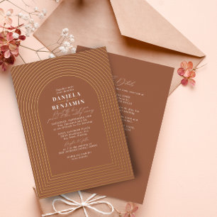 Boho-Terrakotta-Rost-Hochzeitsbogen & RSVP-QR-Code Folieneinladung