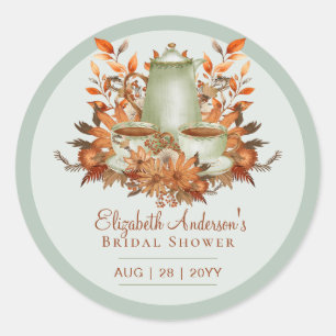 Boho-Terrakotta-Sage-Teeparty-Baby-Brautparty Runder Aufkleber