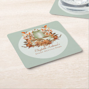 Boho-Terrakotta-Sage-Teeparty-Blumen-Dinner Rechteckiger Pappuntersetzer