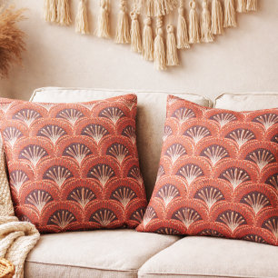 Boho-Terrakotta-Tropen-Fan-Schuppenmuster Kissen